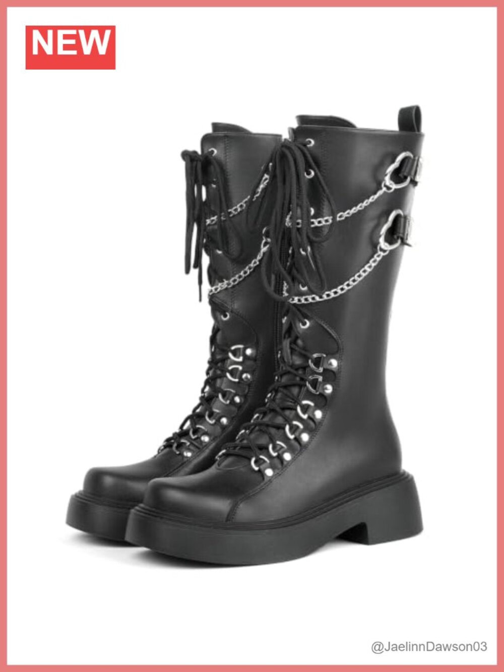 Goth Platform Combat Boots Mid Calf Punk Lace Up Chunky Heel
